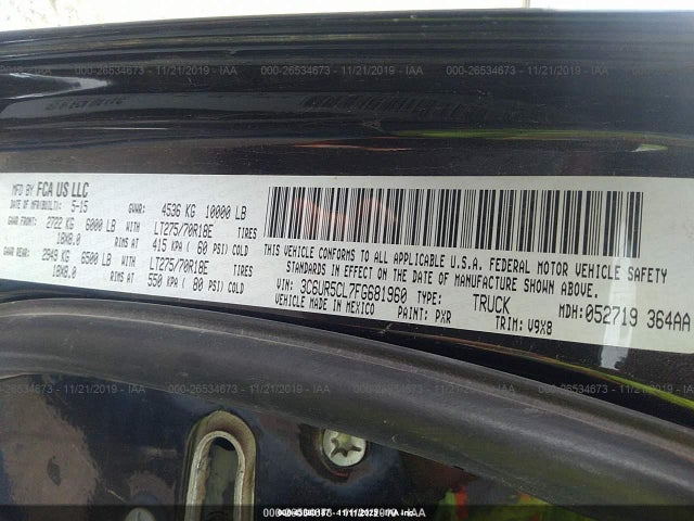 Aukcja sprzedaży 2015 Ram 2500 Tradesman, vin: 3C6UR5CL7FG681960, numer aukcji: 43683187