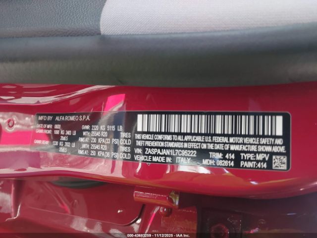 2020 ALFA ROMEO STELVIO ZASPAJAN1L7C95222 Photo 8