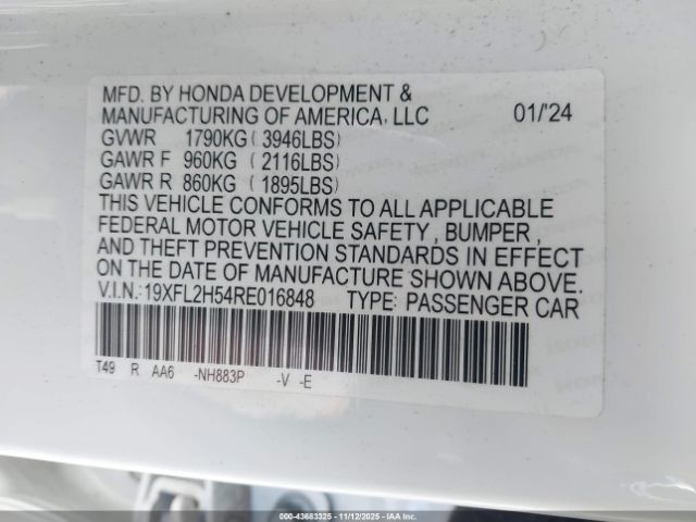 2024 HONDA CIVIC 19XFL2H54RE016848 Photo 8