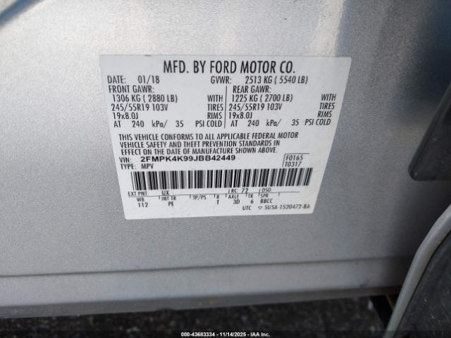 2018 FORD EDGE 2FMPK4K99JBB42449 Photo 8