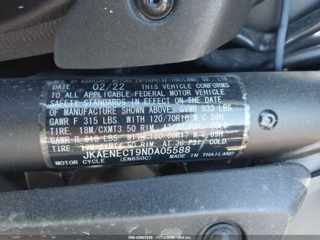 2022 KAWASAKI EN650 JKAENEC19NDA05588 Photo 9