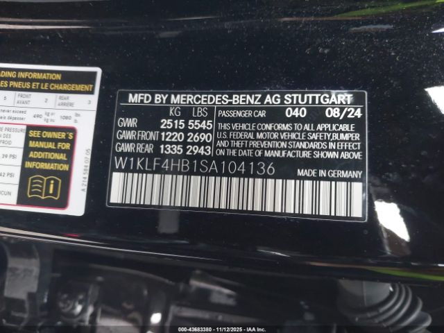 2025 MERCEDES-BENZ E 350 W1KLF4HB1SA104136 Photo 8