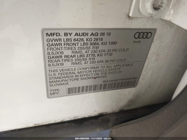 2019 AUDI Q7 WA1AHAF77KD047409 Photo 8
