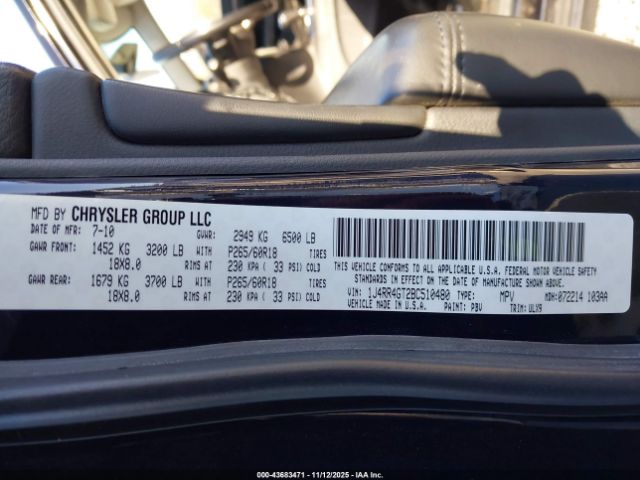 2011 JEEP GRAND CHEROKEE 1J4RR4GT2BC510480 Photo 8