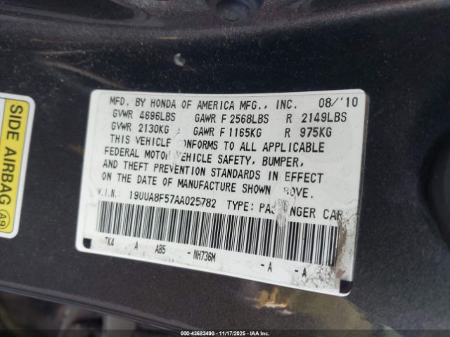 2010 ACURA TL 19UUA8F57AA025782 Photo 8