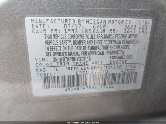 3N1AB7AP8HY373116 Nissan SENTRA S