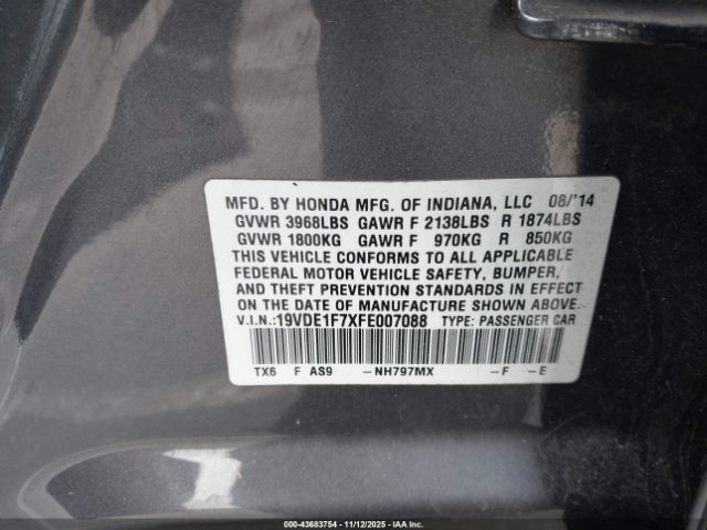 2015 ACURA ILX 19VDE1F7XFE007088 Photo 8