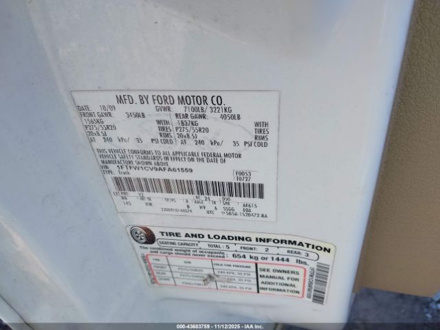 2010 FORD F-150 1FTFW1CV9AFA61559 Photo 8