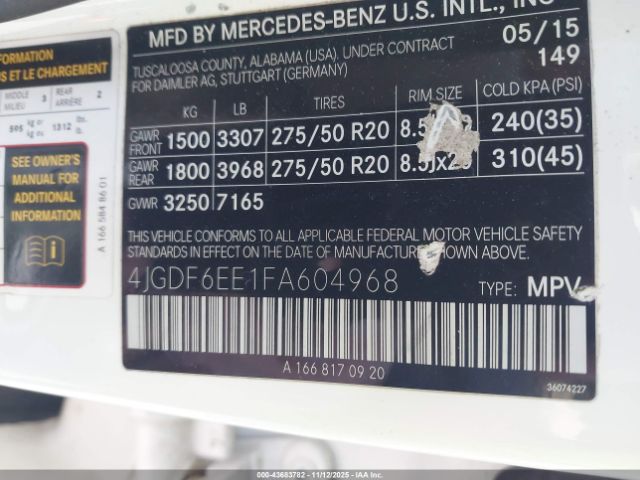 2015 MERCEDES-BENZ GL 450 4JGDF6EE1FA604968 Photo 8