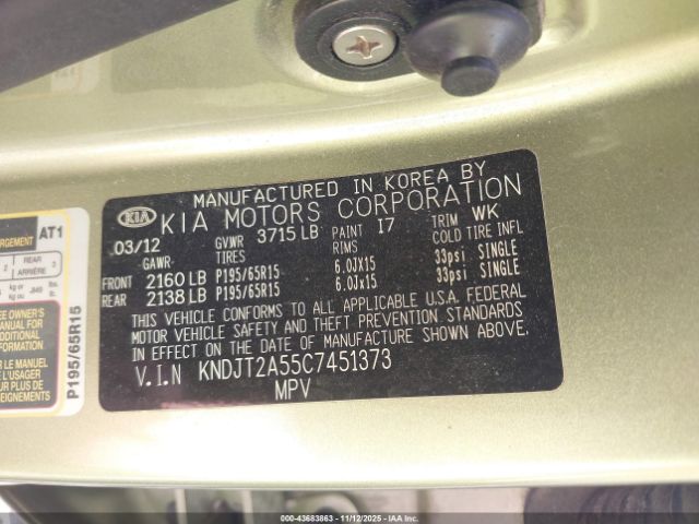 2012 KIA SOUL KNDJT2A55C7451373 Photo 8