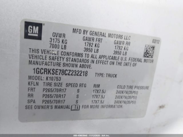 2012 CHEVROLET SILVERADO 1500 1GCRKSE78CZ232218 Photo 8