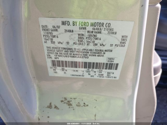 2008 FORD ESCAPE 1FMCU93108KA92703 Photo 8