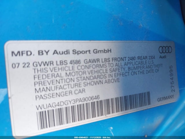 2023 AUDI RS 3 WUAG4DGY3PA900646 Photo 8