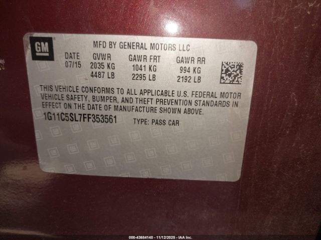 2015 CHEVROLET MALIBU 1G11C5SL7FF353561 Photo 8