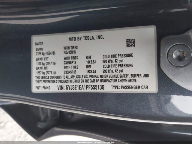 2023 TESLA MODEL 3 5YJ3E1EA1PF555136 Photo 8