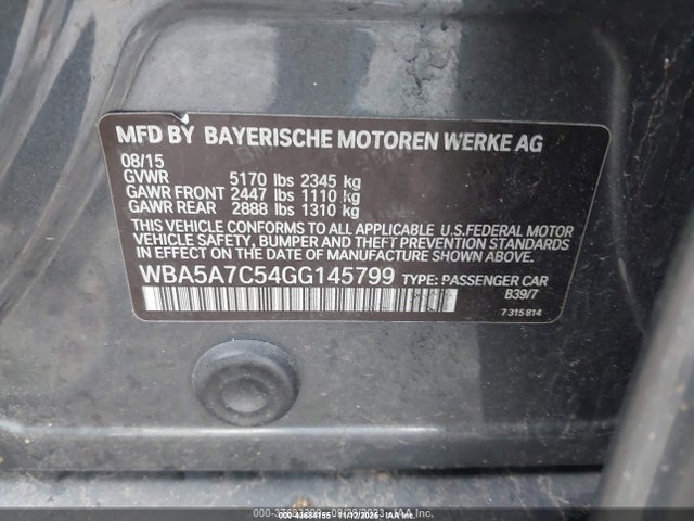 2016 Bmw 528i Xdrive მანქანა იყიდება აუქციონზე, vin: WBA5A7C54GG145799, აუქციონის ნომერი: 43684155