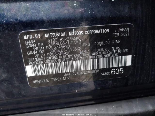 2022 MITSUBISHI OUTLANDER JA4J4VA8XNZ004838 Photo 8