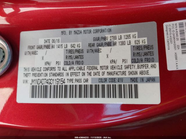 2016 MAZDA MX-5 MIATA JM1NDAD74G0119154 Photo 8