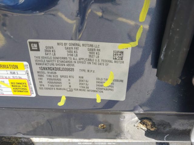 2014 CHEVROLET TRAVERSE 1GNKRGKD8EJ309828 Photo 8