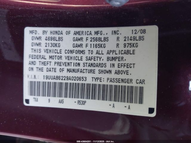 2009 ACURA TL 19UUA86229A020653 Photo 8