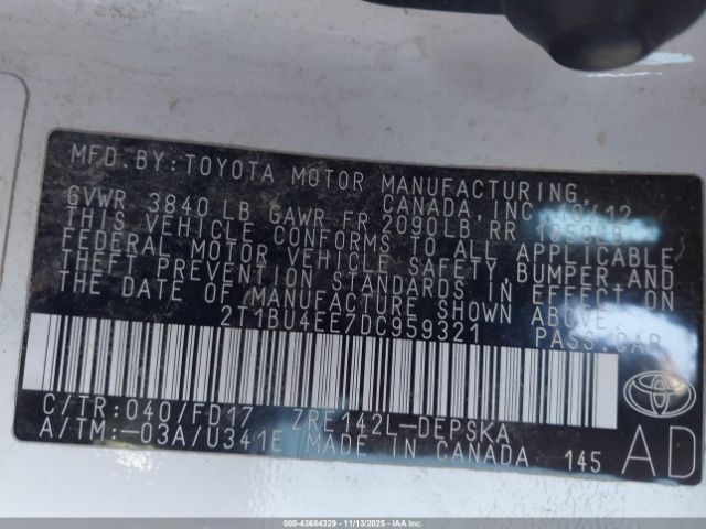 2013 TOYOTA COROLLA 2T1BU4EE7DC959321 Photo 8