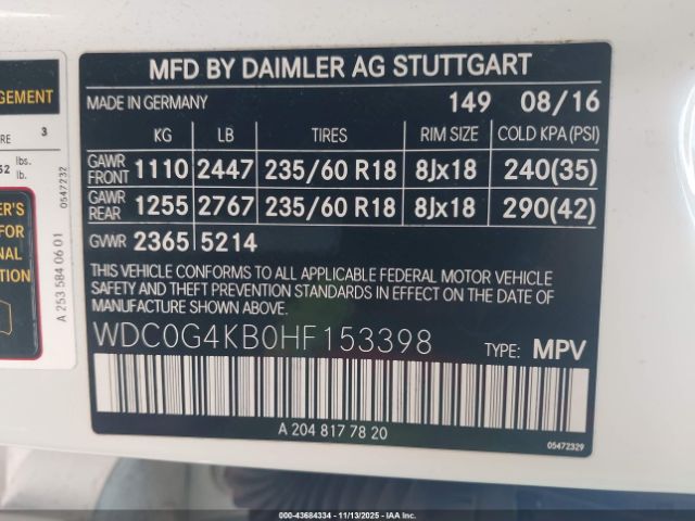 2017 MERCEDES-BENZ GLC 300 WDC0G4KB0HF153398 Photo 8