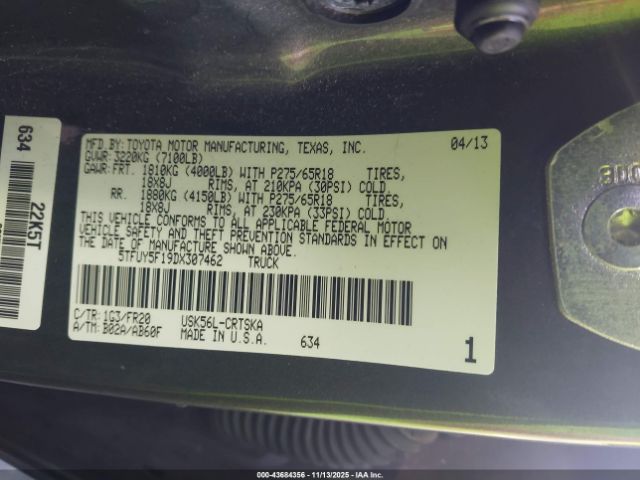 2013 TOYOTA TUNDRA 5TFUY5F19DX307462 Photo 8