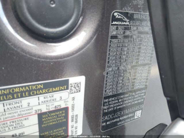 2021 JAGUAR F-PACE SADCJ2EX1MA684539 Photo 8
