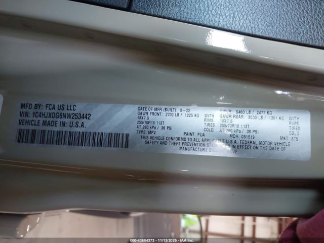 2022 JEEP WRANGLER UNLIMITED 1C4HJXDG6NW253442 Photo 8