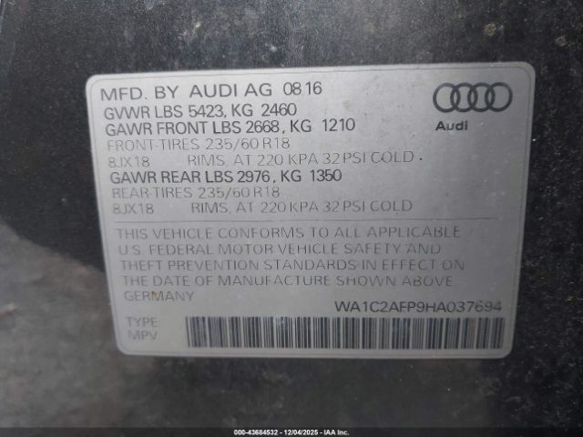 2017 AUDI Q5 WA1C2AFP9HA037694 Photo 8