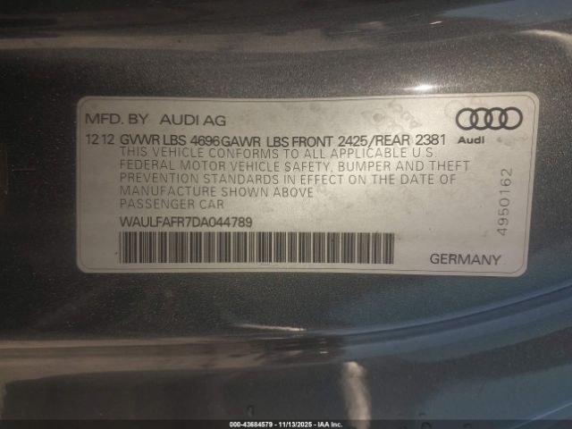 2013 AUDI A5 WAULFAFR7DA044789 Photo 8