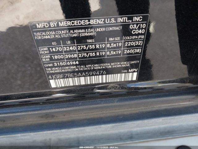 2010 MERCEDES-BENZ GL 450 4JGBF7BE5AA599476 Photo 8