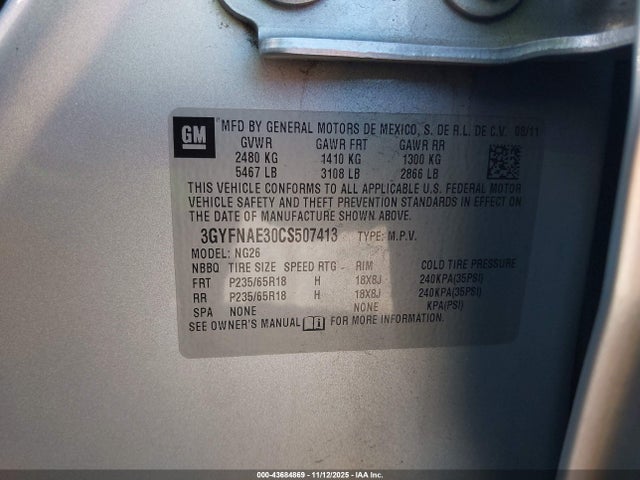 2012 CADILLAC SRX 3GYFNAE30CS507413 Photo 8