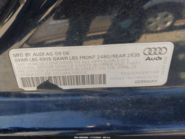 2009 AUDI A4 WAULF78K79N023234 Photo 8