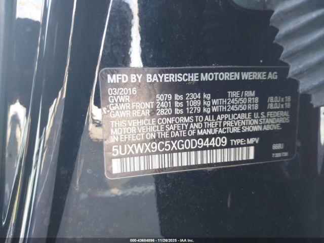 2016 BMW X3 5UXWX9C5XG0D94409 Photo 8