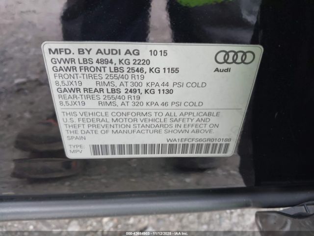 2016 AUDI Q3 WA1EFCFS6GR010188 Photo 8