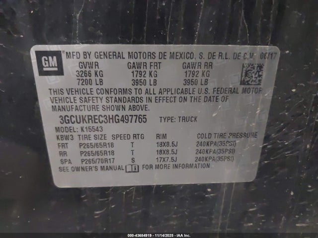 2017 CHEVROLET SILVERADO 1500 3GCUKREC3HG497765 Photo 8
