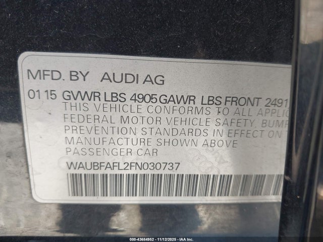 2015 AUDI A4 WAUBFAFL2FN030737 Photo 8