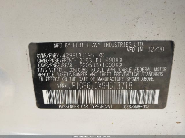 2009 SUBARU IMPREZA JF1GE616X9H513718 Photo 8