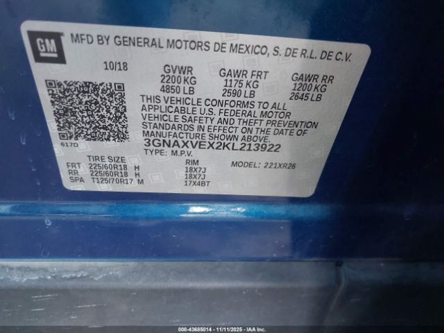 2019 CHEVROLET EQUINOX 3GNAXVEX2KL213922 Photo 8