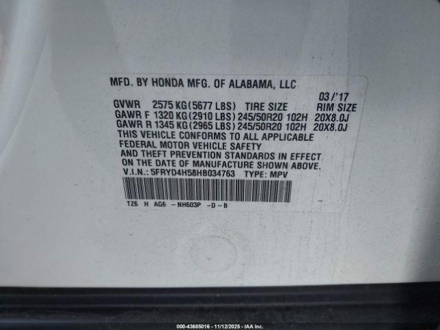 2017 ACURA MDX 5FRYD4H58HB034763 Photo 8