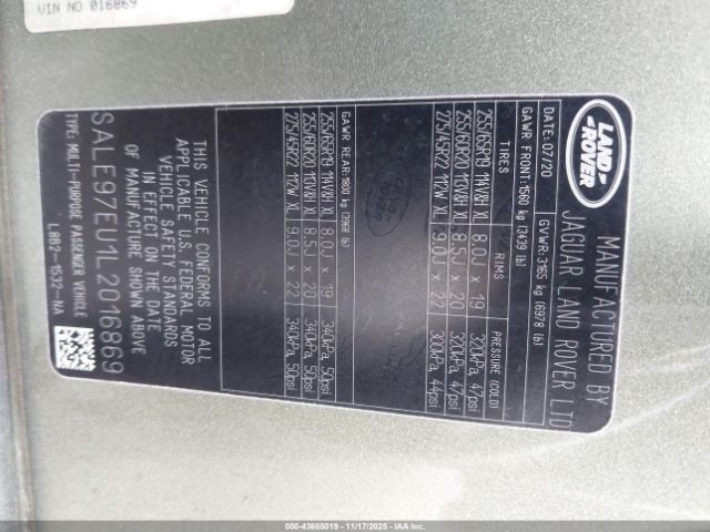 2020 LAND ROVER DEFENDER SALE97EU1L2016869 Photo 8