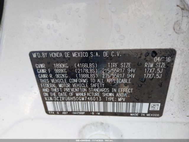 2016 HONDA HR-V 3CZRU6H50GM746013 Photo 8