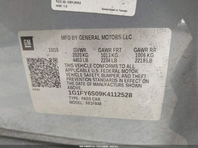 2019 CHEVROLET BOLT EV 1G1FY6S09K4112528 Photo 8