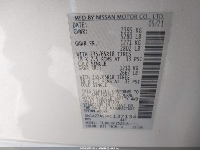 2021 NISSAN MURANO 5N1AZ2AS5MC137134 Photo 8