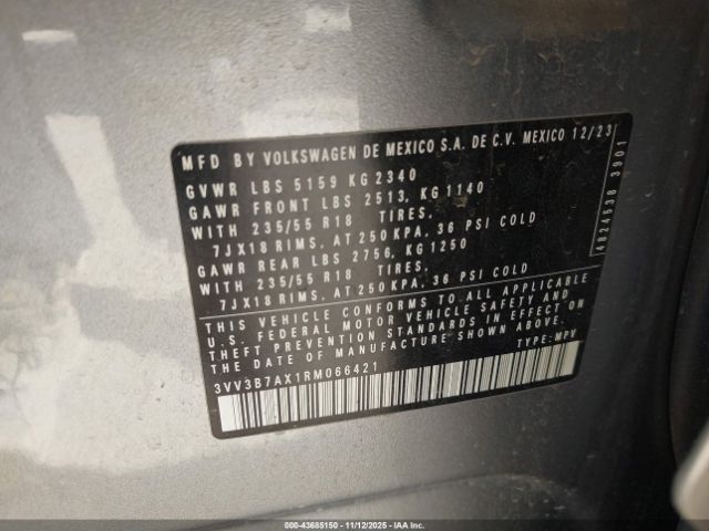 2024 VOLKSWAGEN TIGUAN 3VV3B7AX1RM066421 Photo 8