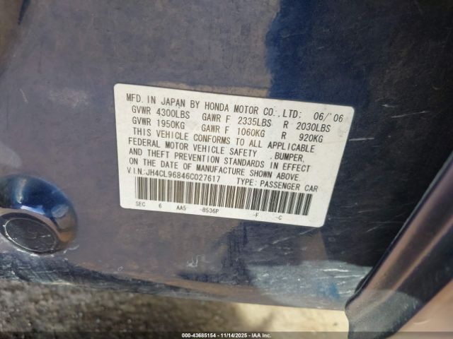 2006 ACURA TSX JH4CL96846C027617 Photo 8