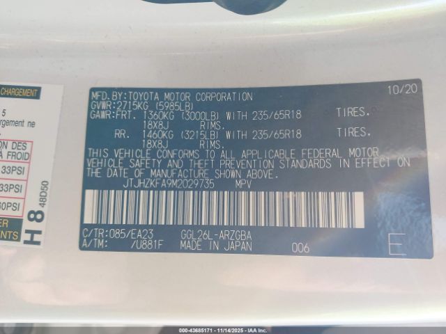 2021 LEXUS RX 350L JTJHZKFA9M2029735 Photo 8