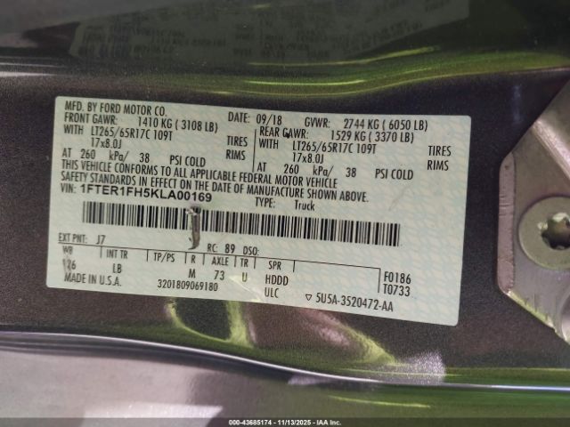 2019 FORD RANGER 1FTER1FH5KLA00169 Photo 8