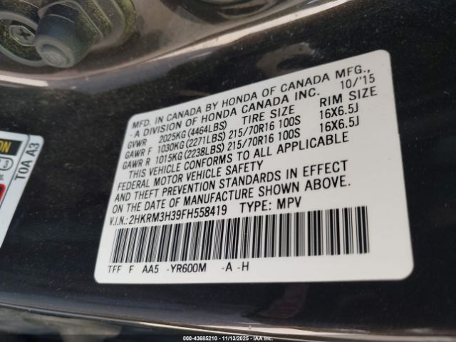 2015 HONDA CR-V 2HKRM3H39FH558419 Photo 8